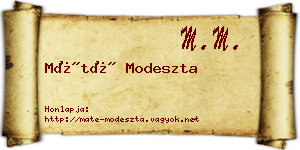 Máté Modeszta névjegykártya